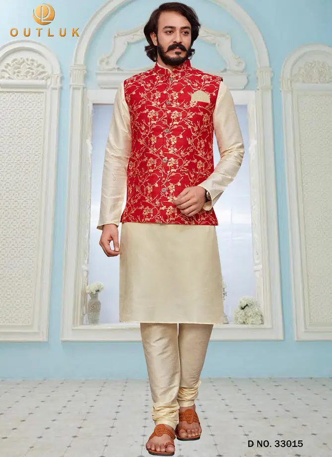 Outluk Vol 33 Festive Wear Wholesale Kurta Pajama With Jacket Mens Collection